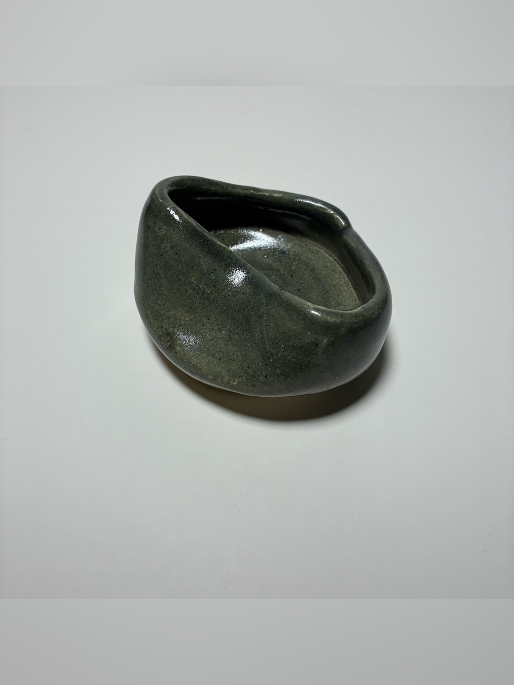 Handmade Studio Art Pottery Ceramic Glazed Abstract Green Decor Container Vase
